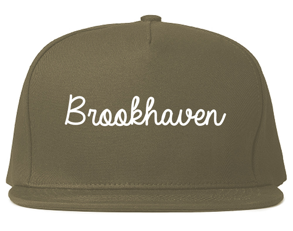 Brookhaven Mississippi MS Script Mens Snapback Hat Grey