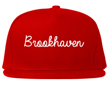Brookhaven Mississippi MS Script Mens Snapback Hat Red