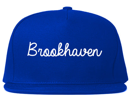 Brookhaven Mississippi MS Script Mens Snapback Hat Royal Blue