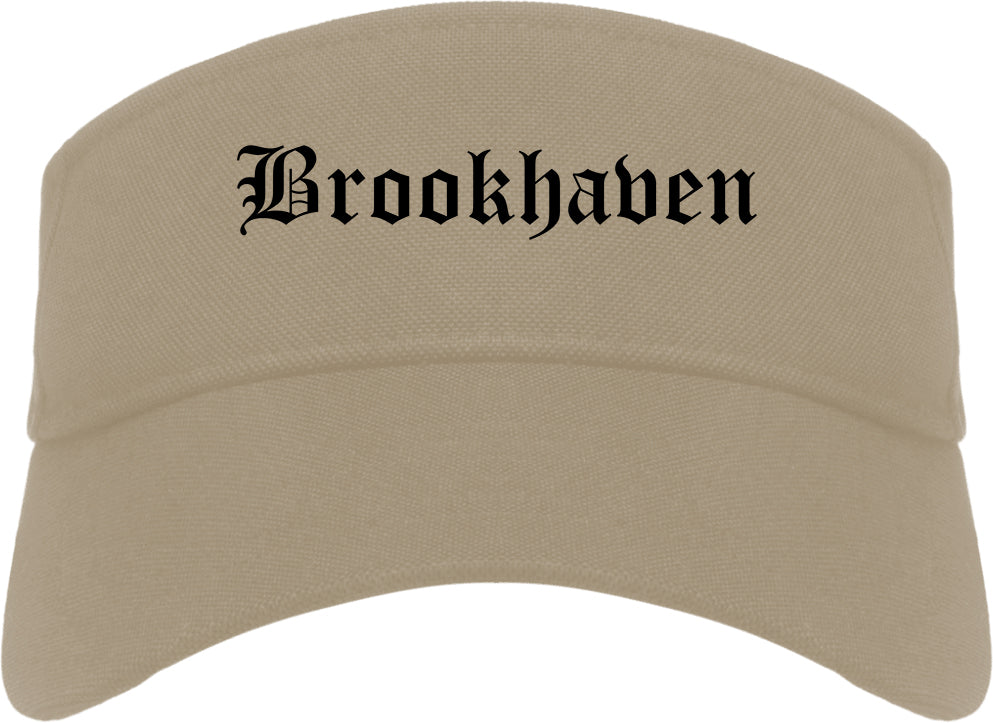 Brookhaven Mississippi MS Old English Mens Visor Cap Hat Khaki