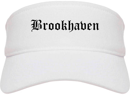 Brookhaven Mississippi MS Old English Mens Visor Cap Hat White