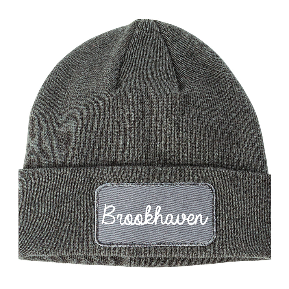 Brookhaven Pennsylvania PA Script Mens Knit Beanie Hat Cap Grey