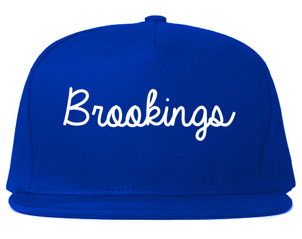 Brookings Oregon OR Script Mens Snapback Hat Royal Blue