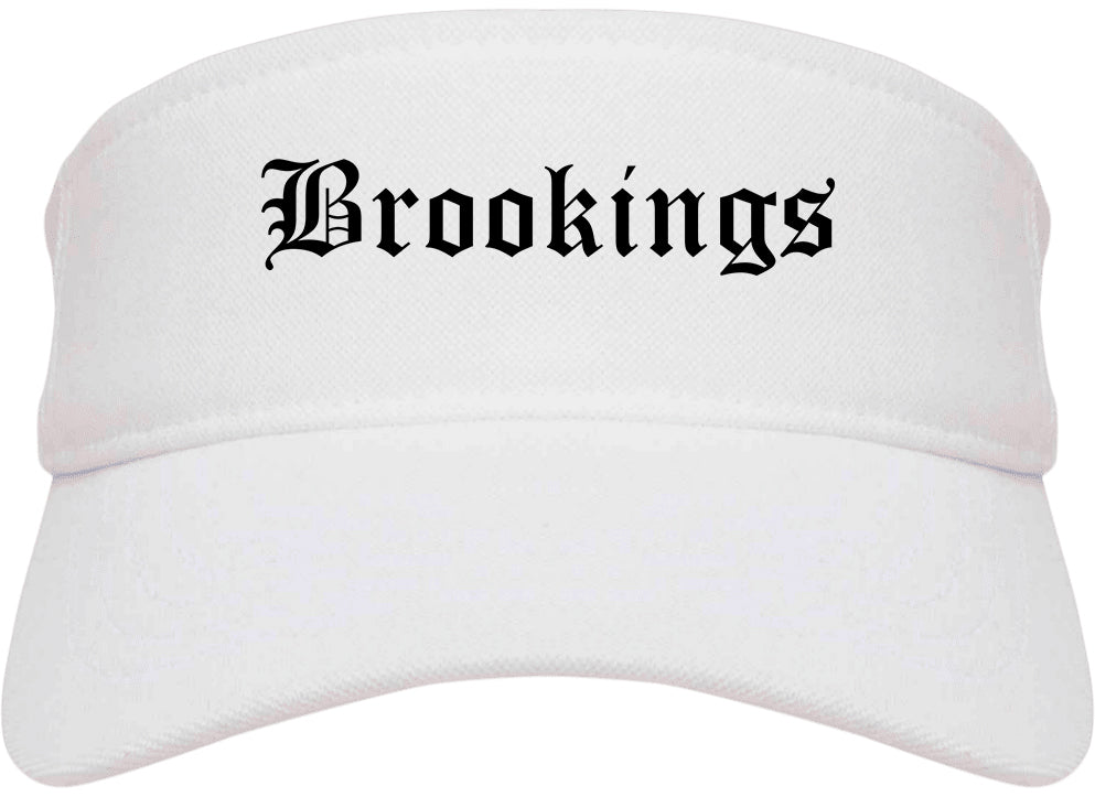 Brookings Oregon OR Old English Mens Visor Cap Hat White