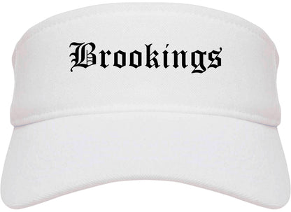 Brookings Oregon OR Old English Mens Visor Cap Hat White
