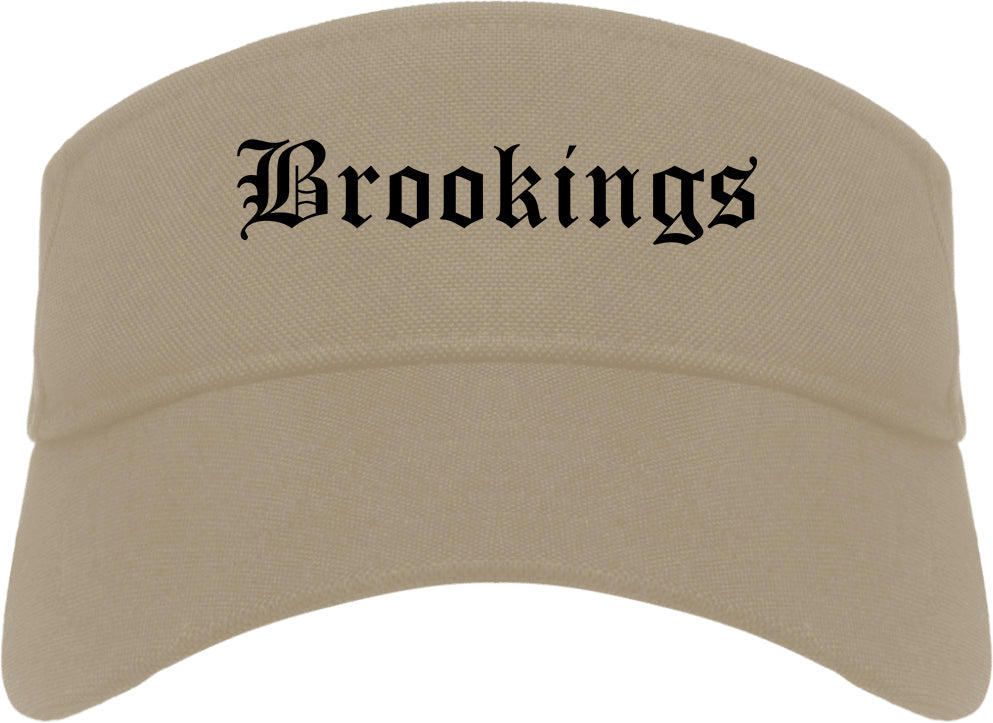Brookings South Dakota SD Old English Mens Visor Cap Hat Khaki