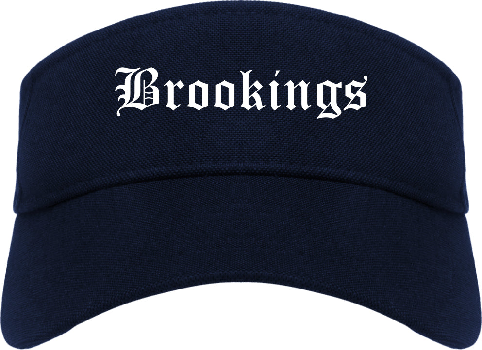 Brookings South Dakota SD Old English Mens Visor Cap Hat Navy Blue