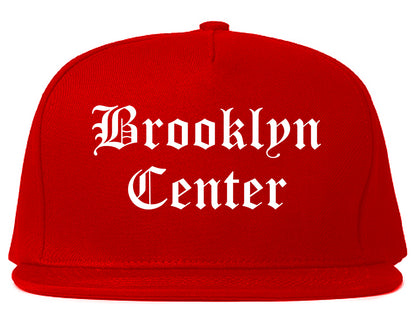 Brooklyn Center Minnesota MN Old English Mens Snapback Hat Red