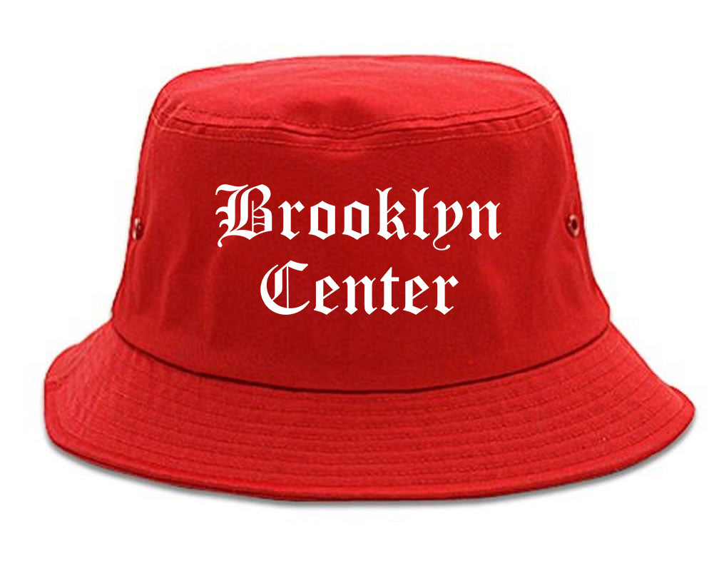 Brooklyn Center Minnesota MN Old English Mens Bucket Hat Red