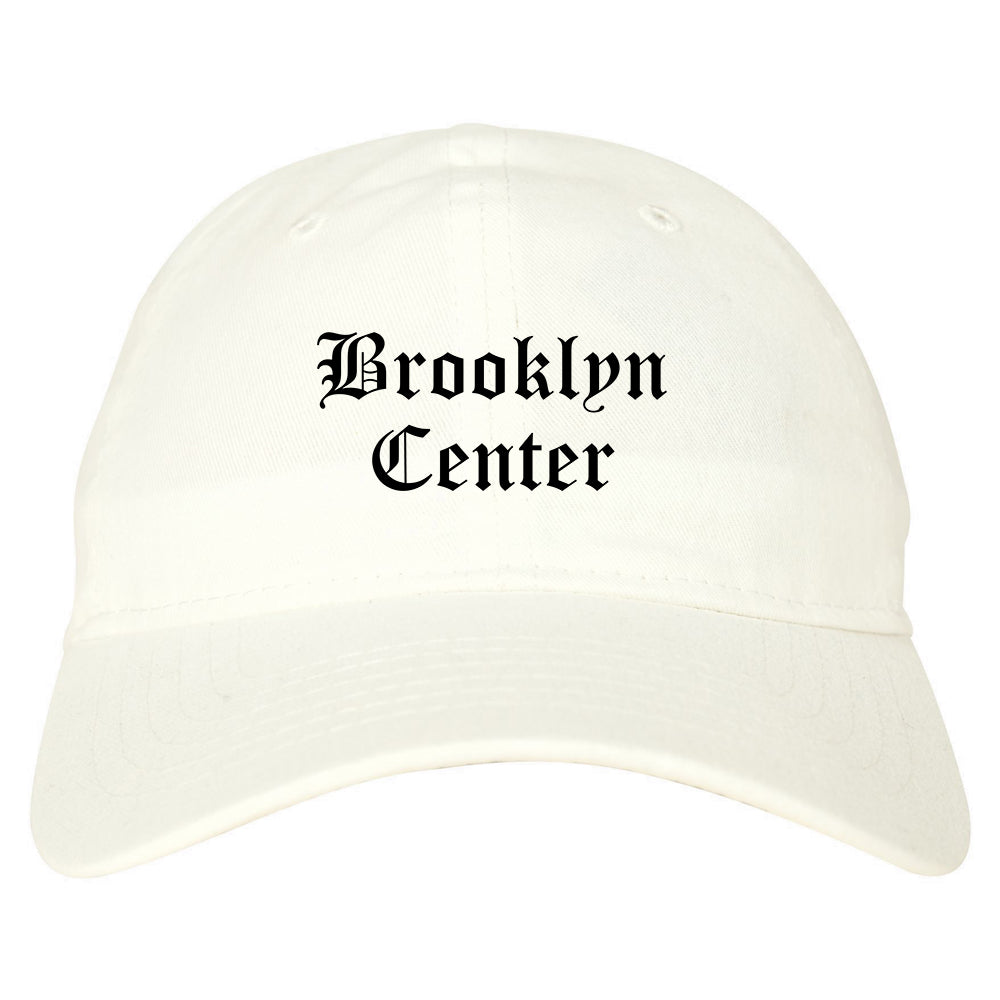 Brooklyn Center Minnesota MN Old English Mens Dad Hat Baseball Cap White