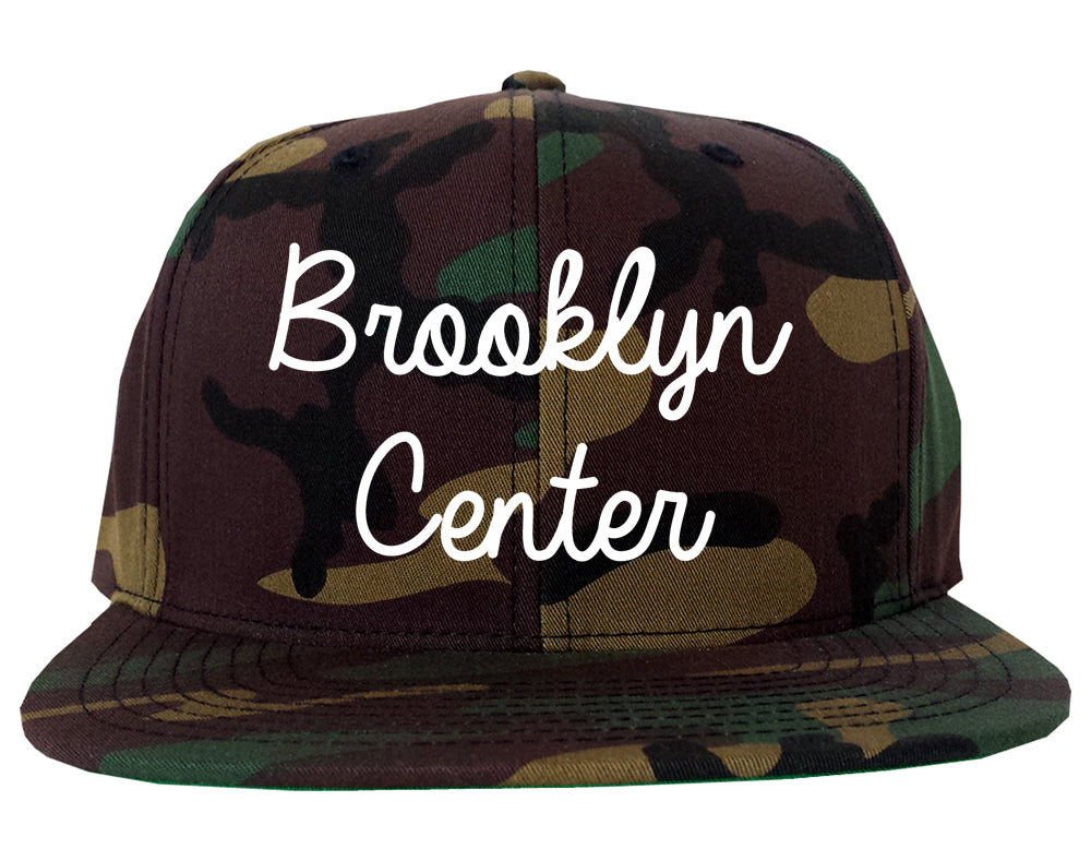 Brooklyn Center Minnesota MN Script Mens Snapback Hat Army Camo
