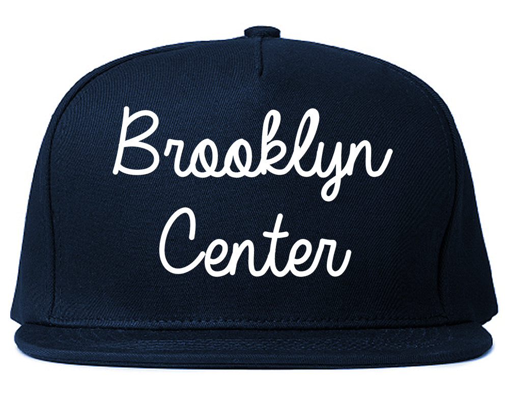 Brooklyn Center Minnesota MN Script Mens Snapback Hat Navy Blue