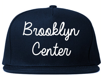 Brooklyn Center Minnesota MN Script Mens Snapback Hat Navy Blue