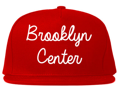 Brooklyn Center Minnesota MN Script Mens Snapback Hat Red