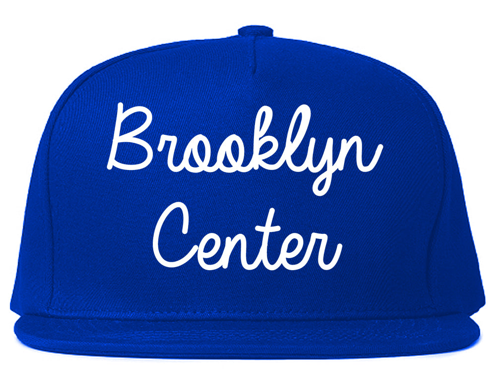Brooklyn Center Minnesota MN Script Mens Snapback Hat Royal Blue
