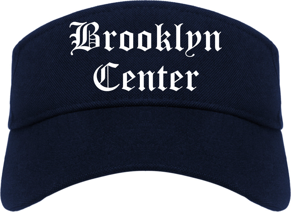 Brooklyn Center Minnesota MN Old English Mens Visor Cap Hat Navy Blue