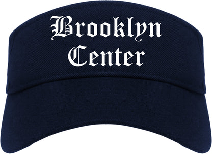 Brooklyn Center Minnesota MN Old English Mens Visor Cap Hat Navy Blue