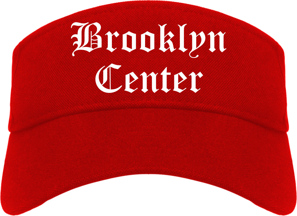 Brooklyn Center Minnesota MN Old English Mens Visor Cap Hat Red