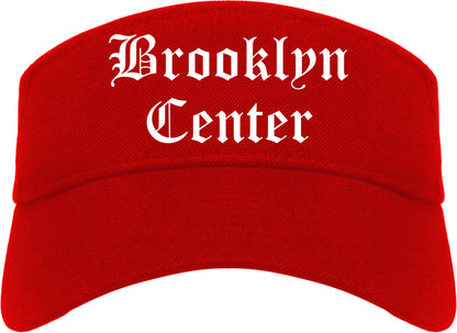 Brooklyn Center Minnesota MN Old English Mens Visor Cap Hat Red