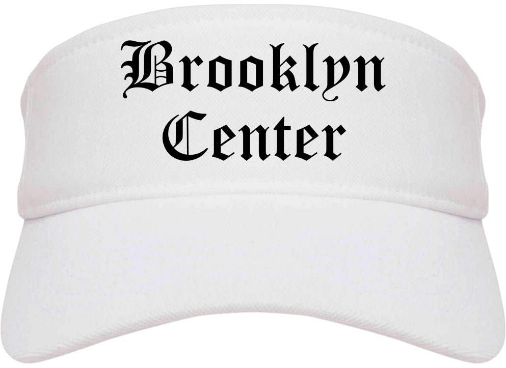 Brooklyn Center Minnesota MN Old English Mens Visor Cap Hat White