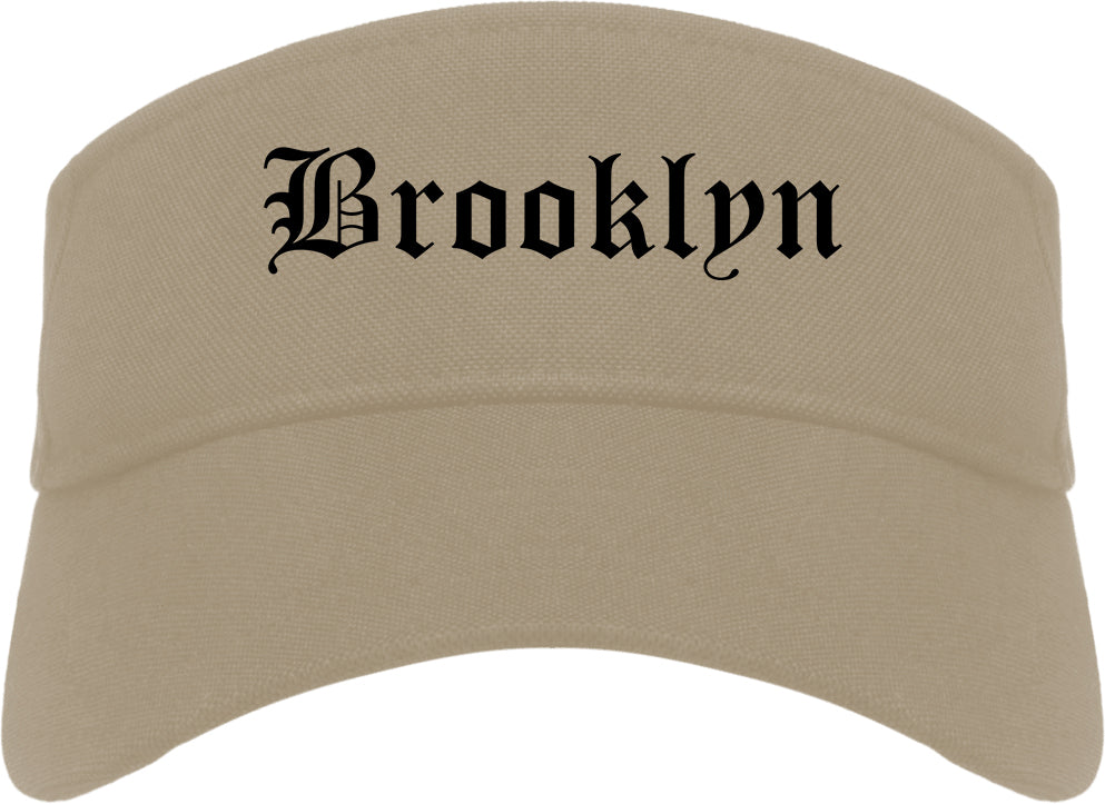 Brooklyn Ohio OH Old English Mens Visor Cap Hat Khaki