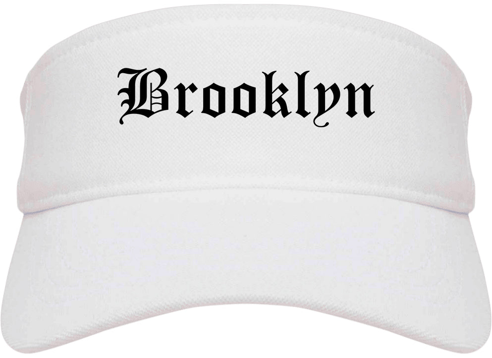 Brooklyn Ohio OH Old English Mens Visor Cap Hat White