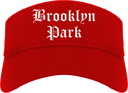 Brooklyn Park Minnesota MN Old English Mens Visor Cap Hat Red