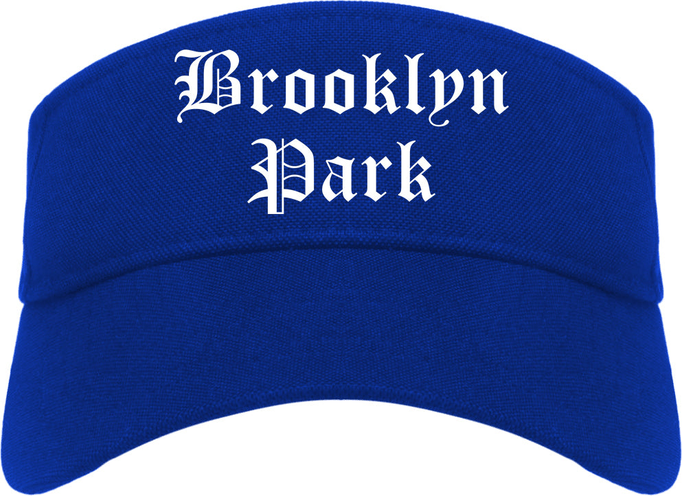 Brooklyn Park Minnesota MN Old English Mens Visor Cap Hat Royal Blue