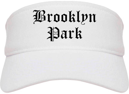 Brooklyn Park Minnesota MN Old English Mens Visor Cap Hat White