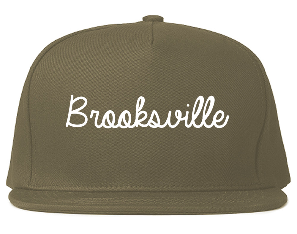Brooksville Florida FL Script Mens Snapback Hat Grey