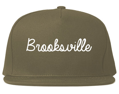 Brooksville Florida FL Script Mens Snapback Hat Grey