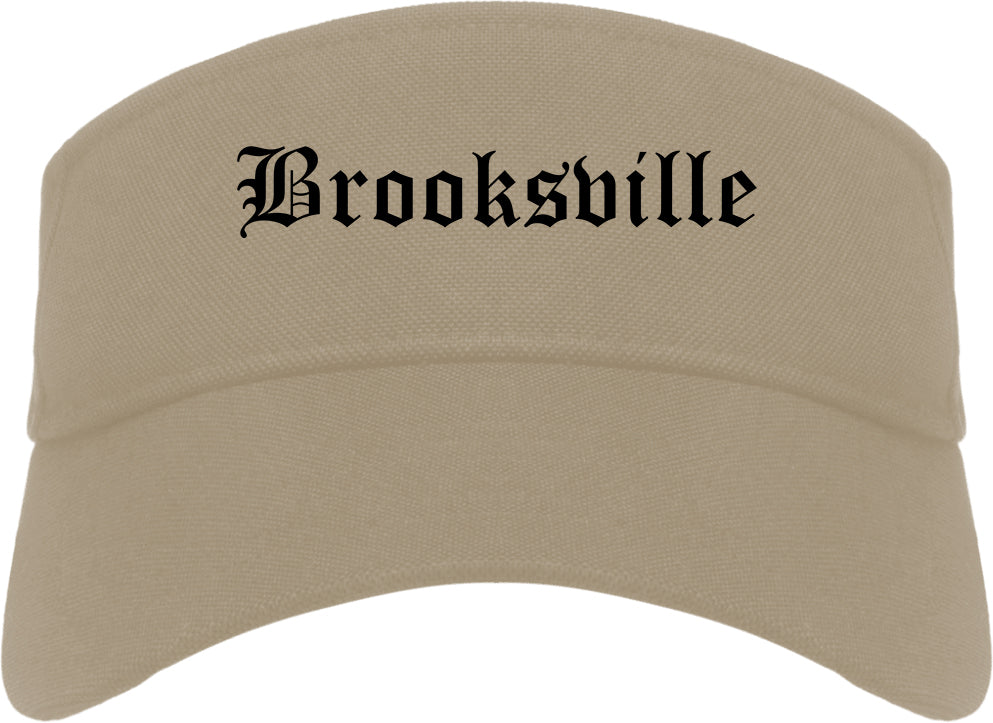 Brooksville Florida FL Old English Mens Visor Cap Hat Khaki