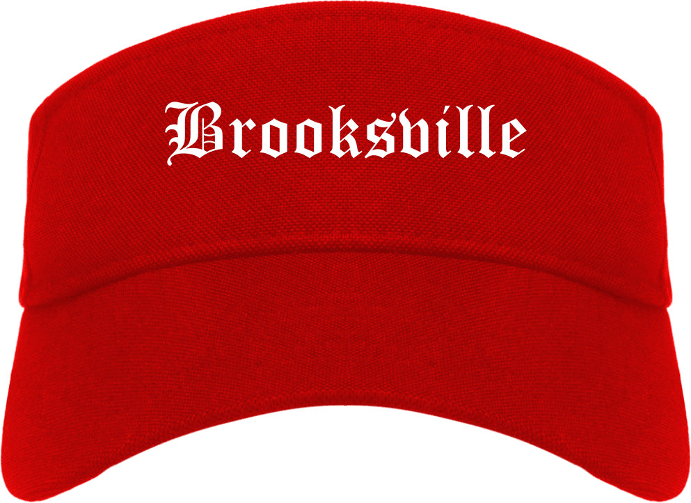 Brooksville Florida FL Old English Mens Visor Cap Hat Red