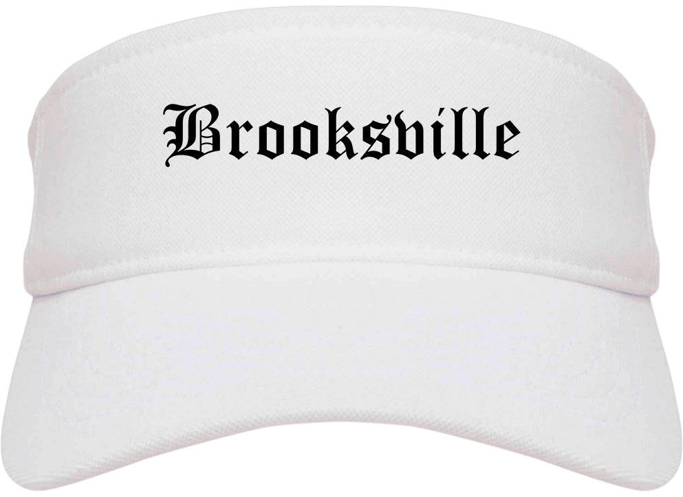 Brooksville Florida FL Old English Mens Visor Cap Hat White