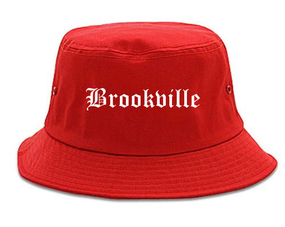 Brookville Ohio OH Old English Mens Bucket Hat Red