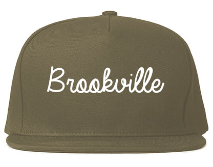 Brookville Ohio OH Script Mens Snapback Hat Grey