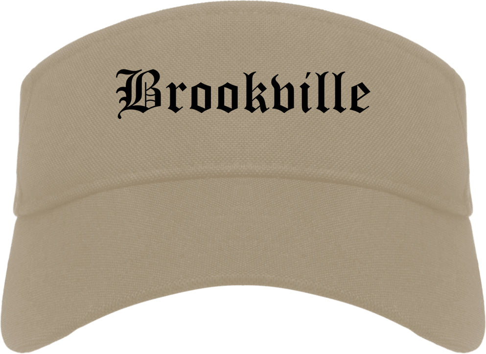 Brookville Ohio OH Old English Mens Visor Cap Hat Khaki