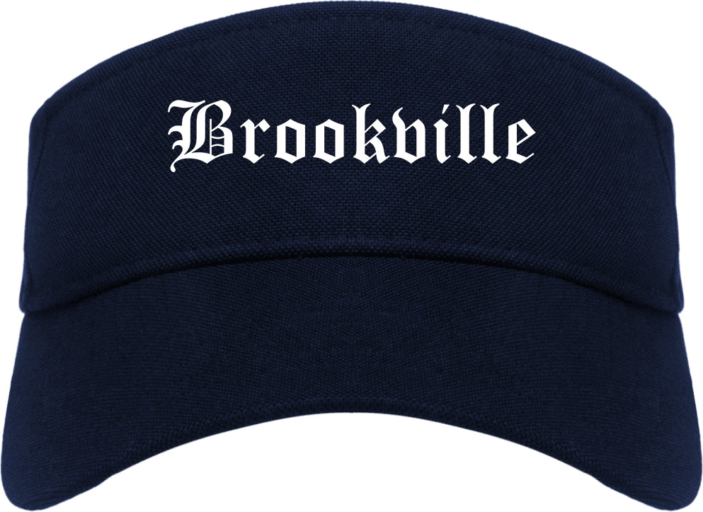 Brookville Ohio OH Old English Mens Visor Cap Hat Navy Blue