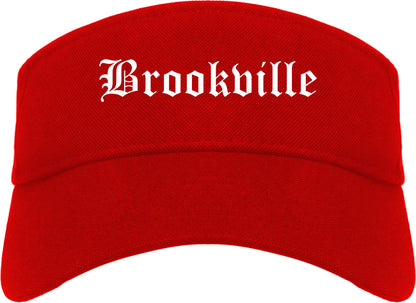 Brookville Ohio OH Old English Mens Visor Cap Hat Red