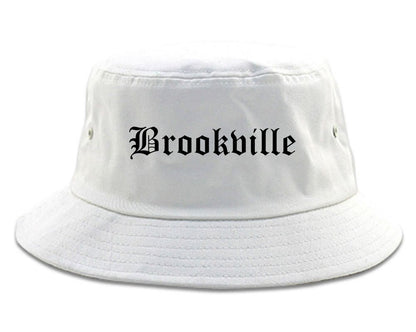 Brookville Ohio OH Old English Mens Bucket Hat White