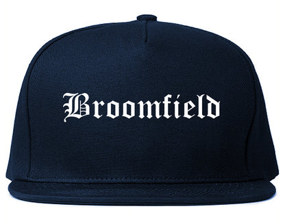 Broomfield Colorado CO Old English Mens Snapback Hat Navy Blue
