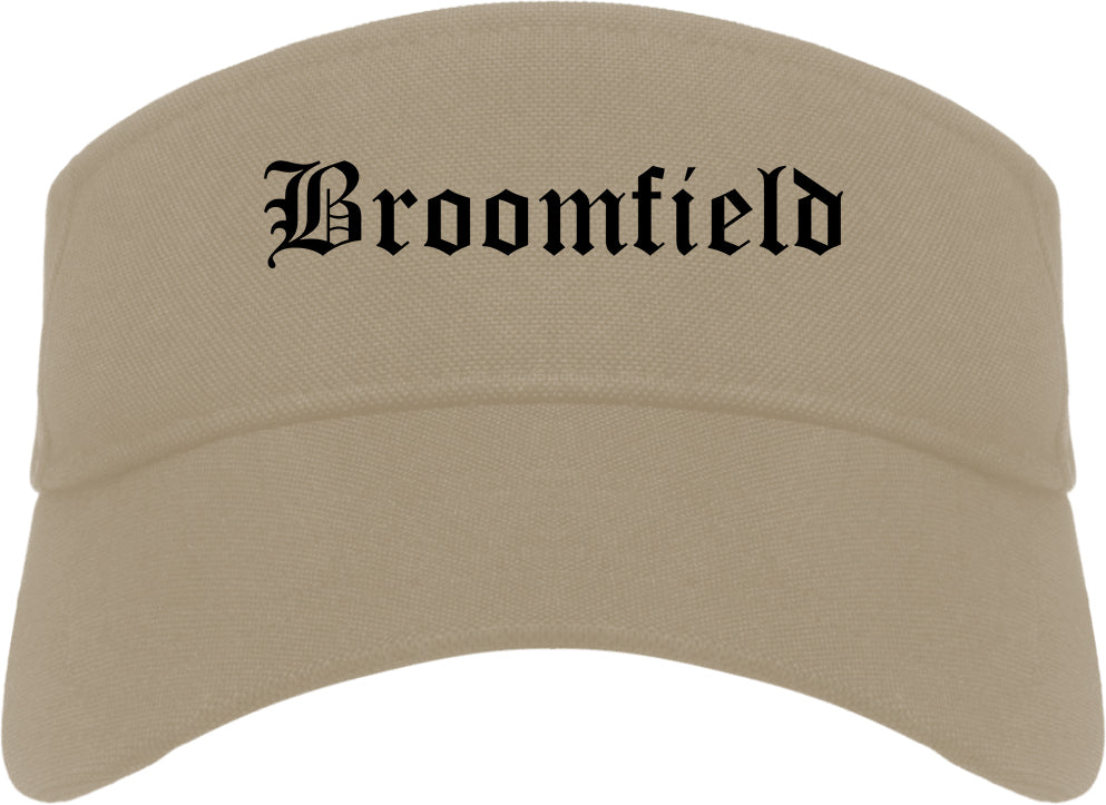 Broomfield Colorado CO Old English Mens Visor Cap Hat Khaki