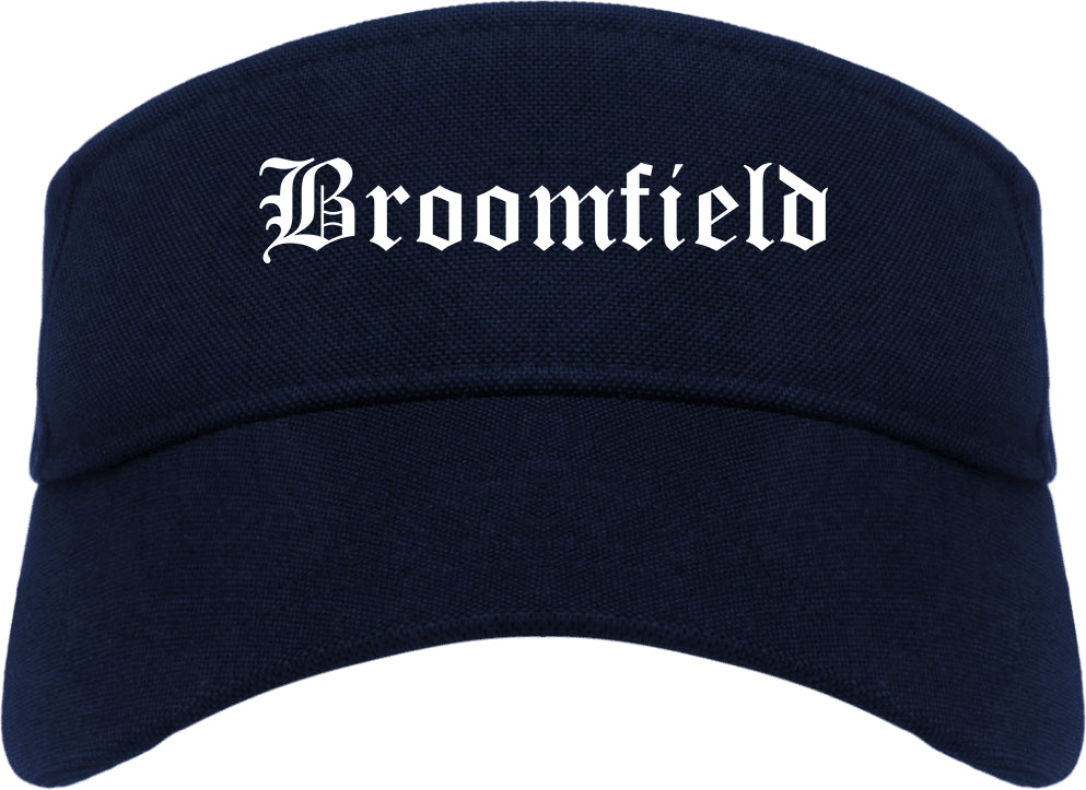 Broomfield Colorado CO Old English Mens Visor Cap Hat Navy Blue