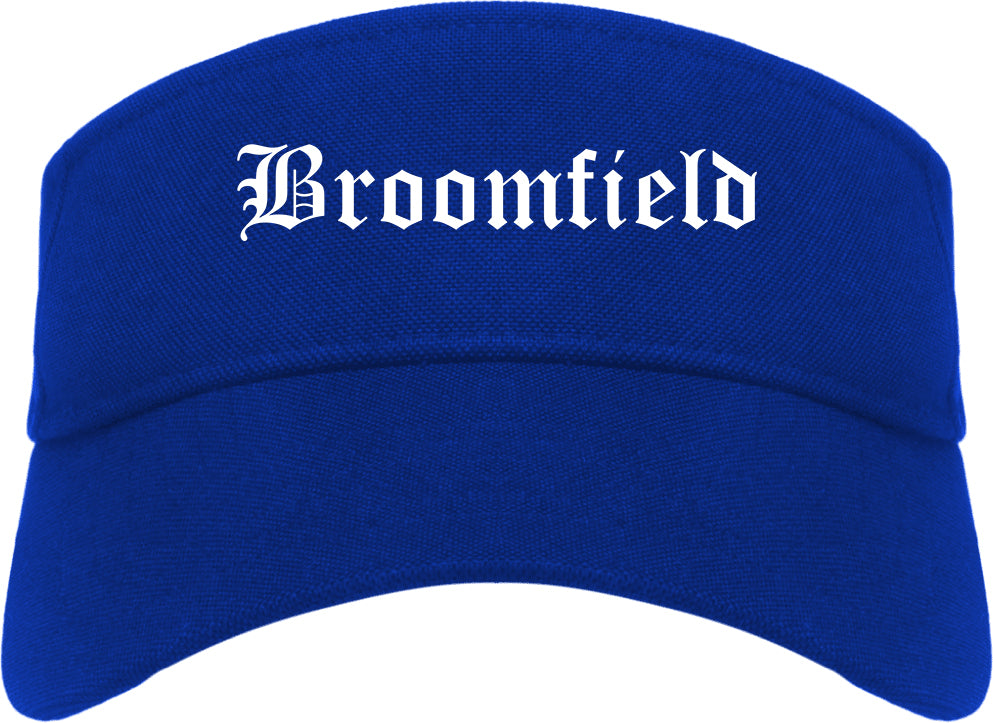 Broomfield Colorado CO Old English Mens Visor Cap Hat Royal Blue