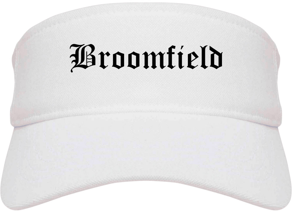 Broomfield Colorado CO Old English Mens Visor Cap Hat White
