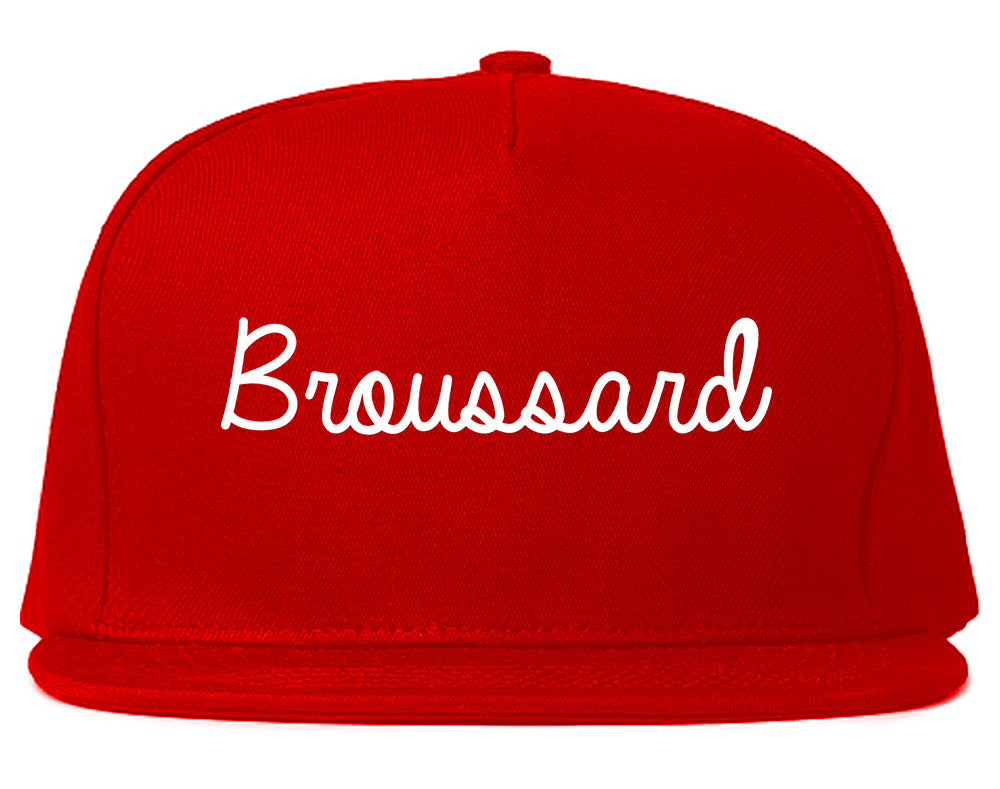 Broussard Louisiana LA Script Mens Snapback Hat Red