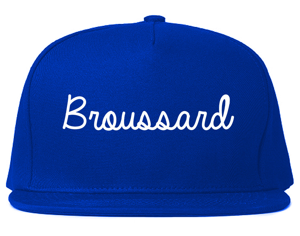 Broussard Louisiana LA Script Mens Snapback Hat Royal Blue