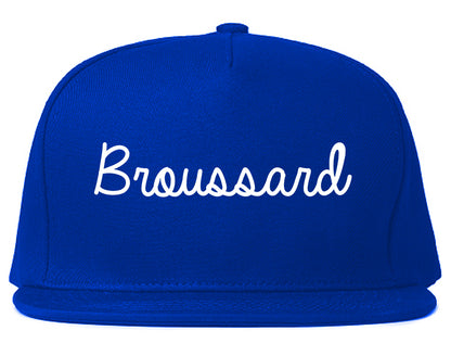 Broussard Louisiana LA Script Mens Snapback Hat Royal Blue
