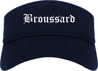 Broussard Louisiana LA Old English Mens Visor Cap Hat Navy Blue