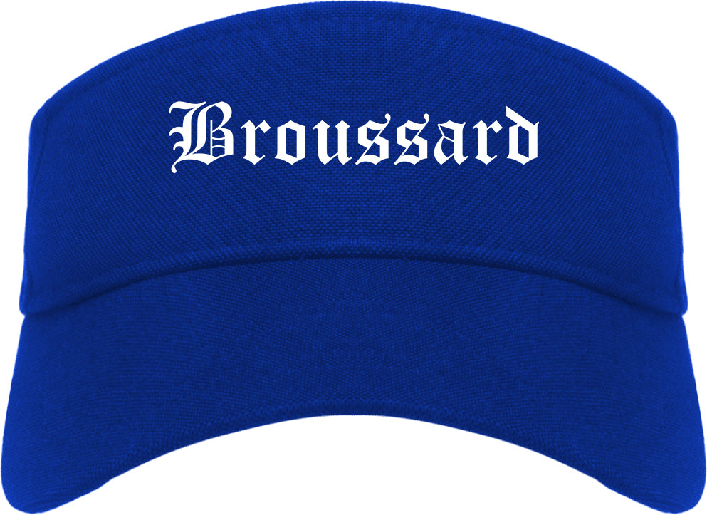 Broussard Louisiana LA Old English Mens Visor Cap Hat Royal Blue